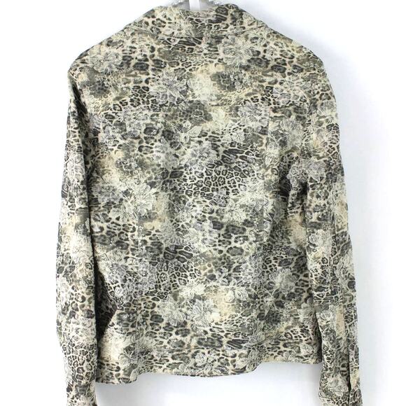 E39 by Eric Women's Jacket Animal Print Floral Gray Stretch Jacket Size 4 - Picture 5 of 11